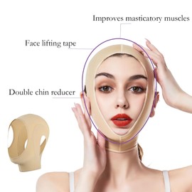 GXGM Double chin remover, face mask, chin strap, face lifting, face slimming belt, lifting mask, reusable V-line mask, multicoloured