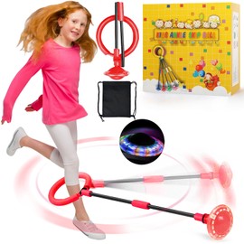 chimoo Children's Flashing Jumping Ring, Foot Gyro, Foldable Ankle Skip Ball, Sports Jumping Ball with Light Wheel, Purple Flashing Jumping Ball, Girls Aged 6, 7, 8, 9 and 10 Years