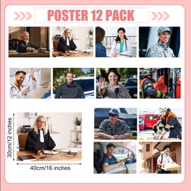 Motiskyy 12 Pcs Diversity Posters Preschool Learning Pictures for Daycare Home Classroom or Preschool Use Multicultural Awareness (Community Helpers)