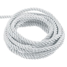 sourcing map Twisted Cord Trim, 5 Yard 3mm 3-Ply Twine Braided Rope Shiny Thread String for Craft Gift Bag Curtain Christmas Decor, White - 5m