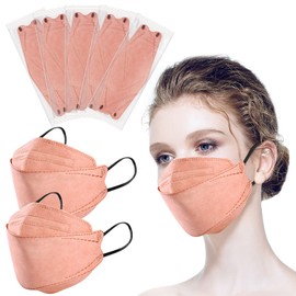 Hubbide 100Pcs Pink KF94 Masks, Individually Wrapped 3D Fish Type Masks for Adult, 4 Layer Protective Face Mask with Adjustable Nose Clip