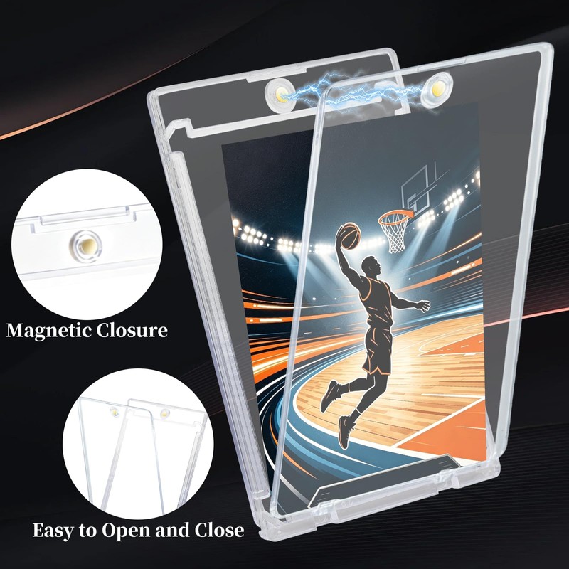 JIUBULUJIU 12 Pack Magnetic Card Holder with 1 Card Stand