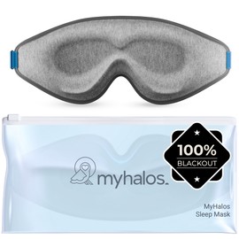 MyHalos® Sleep Mask – 3D Blackout Eye Mask for Women & Men, Side Sleepers, Zero Pressure Memory Foam Eyelash Friendly, Breathable,Award-Winning Sleep Aid for Travel (Grey, 1 Count (Pack of 1))