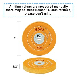 SALI 6 Pack Polishing Wheel for Bench Grinder Buffing Wheel 4 inch Yellow Cotton (50 Ply) for Buffer Polisher Coarse Polish Pad with 1/2 Inch Arbor Hole