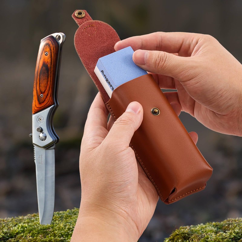 Angerstone Pocket Knife Sharpener Stone 1000/6000 Kit-Professional Whetstone Knife Sharpening