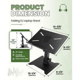 HECASA Foldable DJ Stand, Adjustable DJ Stand for Mixer and Controller, 36in Height, Sound Equipment, Workstation, Home Use, Heavy Duty Steel