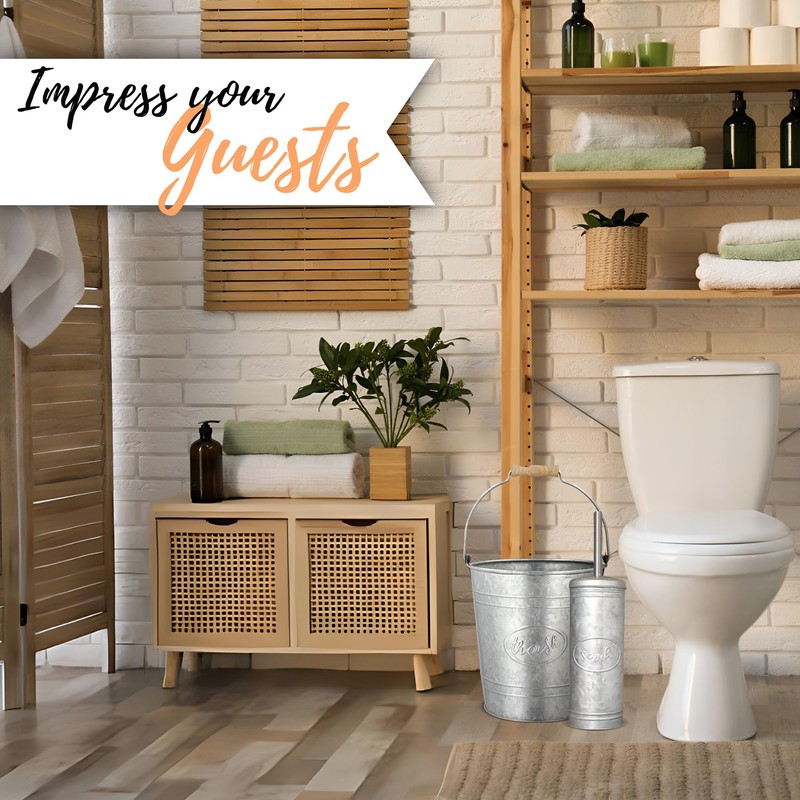 Autumn Alley Rustic Farmhouse Bathroom Trash Can and Toilet Brush