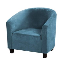 MIFXIN Club Chair Slipcover High Stretch Velvet Tub Chair Cover 1 Piece Spandex Removable Washable Armchair Sofa Couch Furniture Protector for Living Room (Velvet-Blue)