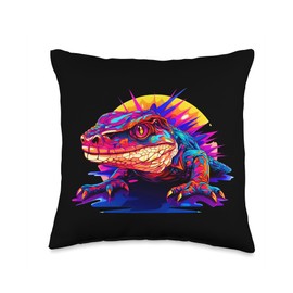 Exotic pet unusual pets Tees N accessories Exotic Animal pet Lovers Watercolor Art red Eyed Croc Skink Throw Pillow, 16x16, Multicolor