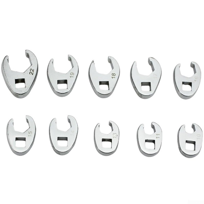 Crowfoot Wrench Set 10pcs 10 To 22mm 3/8Inch Sq Drive