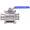 DERNORD 2" Sanitary Ball Valve Fits 2" Tri-Clamp Clover Stainless