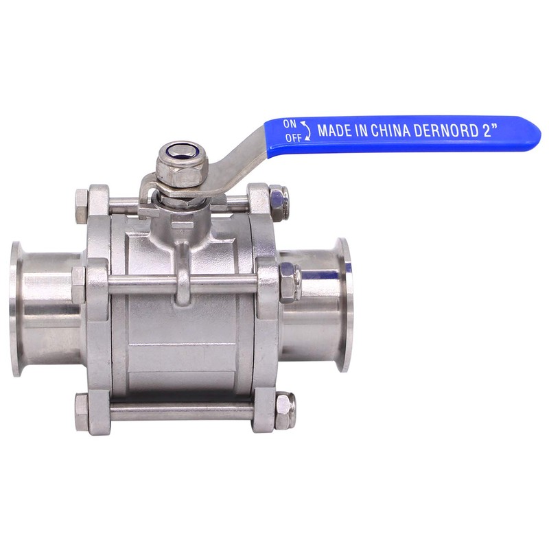 DERNORD 2" Sanitary Ball Valve Fits 2" Tri-Clamp Clover Stainless