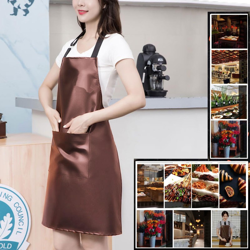 eywlwaar PU Waterproof Apron with One Big Pocket Adjustable Oil