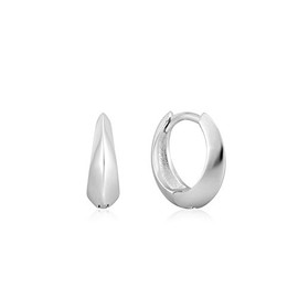 ANIA HAIE 925 Sterling Silver Single Spike Hinged Huggie Hoop Sleeper Earrings, Rhodium Plated