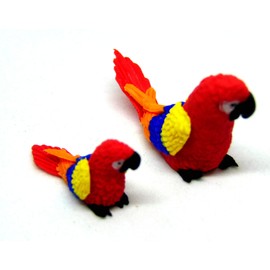 Tumdee Miniatures Dolls House Miniature Small and Large Polymer Clay Parrots Miniature Bird Accessory P9