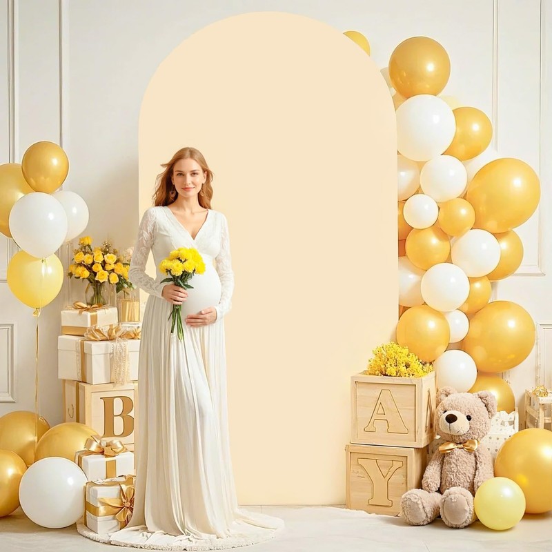 ROMANKAS Dusty Blue Wedding Arch Cover 7.2FT Arch Backdrop Covers