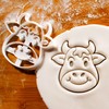 BAKERLOGY Set of 3 Farm Animals Cookie Cutters (Design: Happy