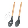 Large Silicone Cooking Spoons, 2 Pack Nonstick Solid and Slotted