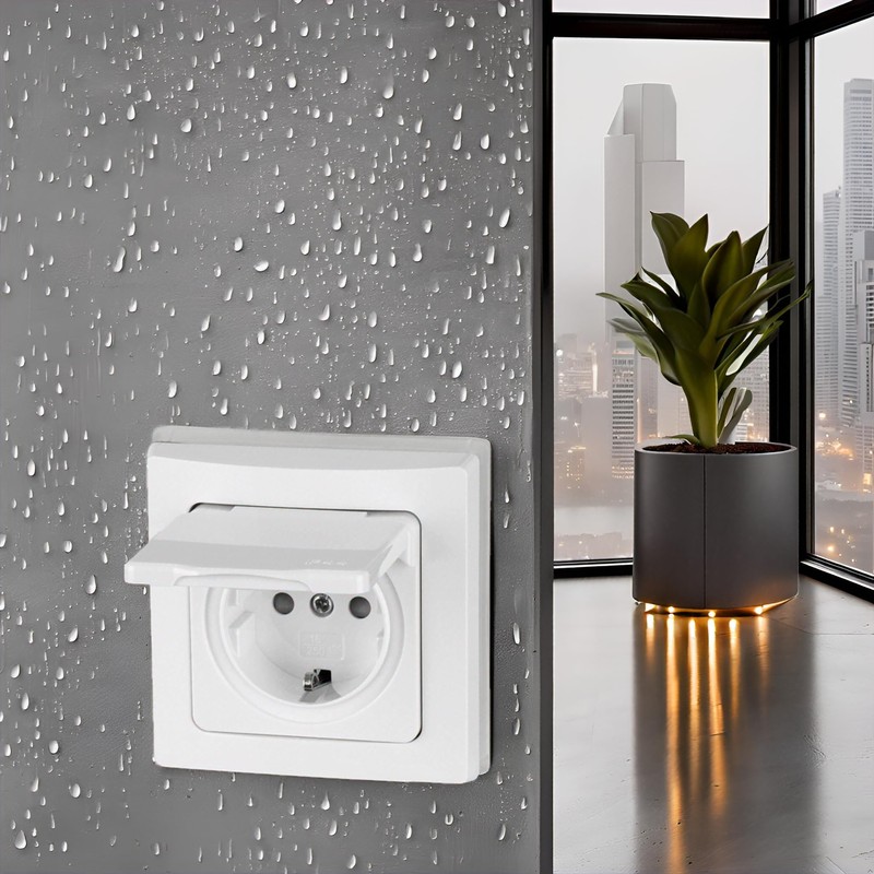 Flush-Mounted Socket IP44, All-in-One, Series C1 Matte White