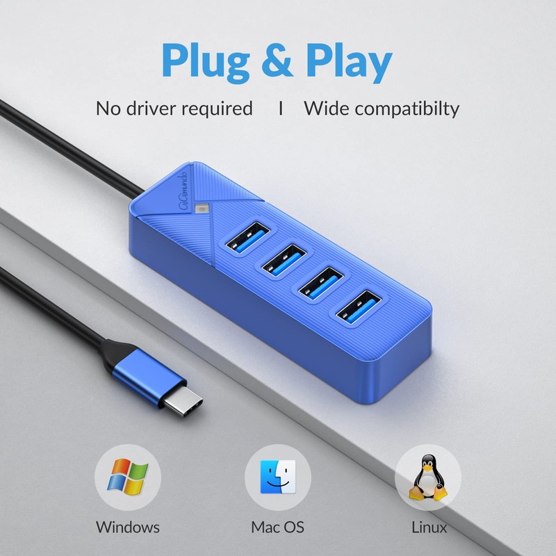 GiGimundo Hub USB 3.0 de 4 puertos GGM-PG4U-C3-015-BL-US