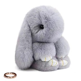 Keyring Plush Pendant Fluffy Rabbit Keychain Plush Charm Keychain Pendant with Key Ring for Keys Backpacks Handbags Cars DIY Decoration