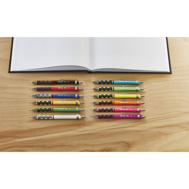 rOtring Tikky Mechanical Pencils, HB 0.35 mm, Burgundy Barrels, 12