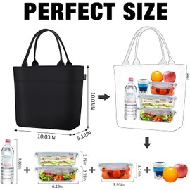 Aosbos Lunch Bag Insulated Lunch Bags for Women 10L Leak-Proof Lunch Tote Bag Reusable Soft Cool Bag Lunch Box Thermal Handbag for Ladies Girls Kids Adults Men Work Office School Beach Picnic, Black
