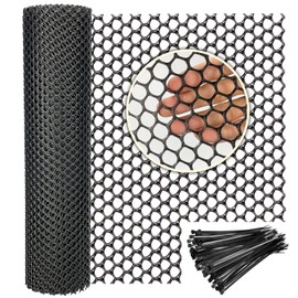 Plastic Wire Mesh Fence 16in x 20Ft Plastic Chicken Wire Mesh for Poultry, Dogs, Rabbit, Snake Barrier & Gardening Versatile Plastic Fencing (16in x 20Ft, Black)