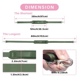 UOZL 60" Bag Shoulder Strap Universal with Ultra-Thick Fixed Breathable Pad Double Adjustable Buckles for Heavy-Duty Shoulder Strap Fits Duffle, Messenger, Laptop, Gym Bag Green