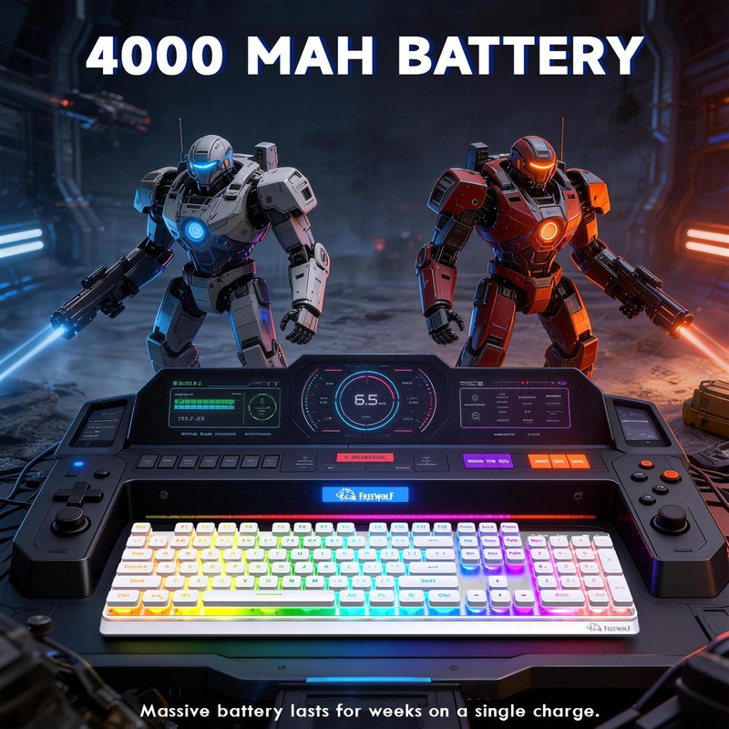 Free wolf M104 Wireless Gaming Keyboard with Numeric Keypad Tri-Mode(2.4Ghz/Wired/Bluetooth)