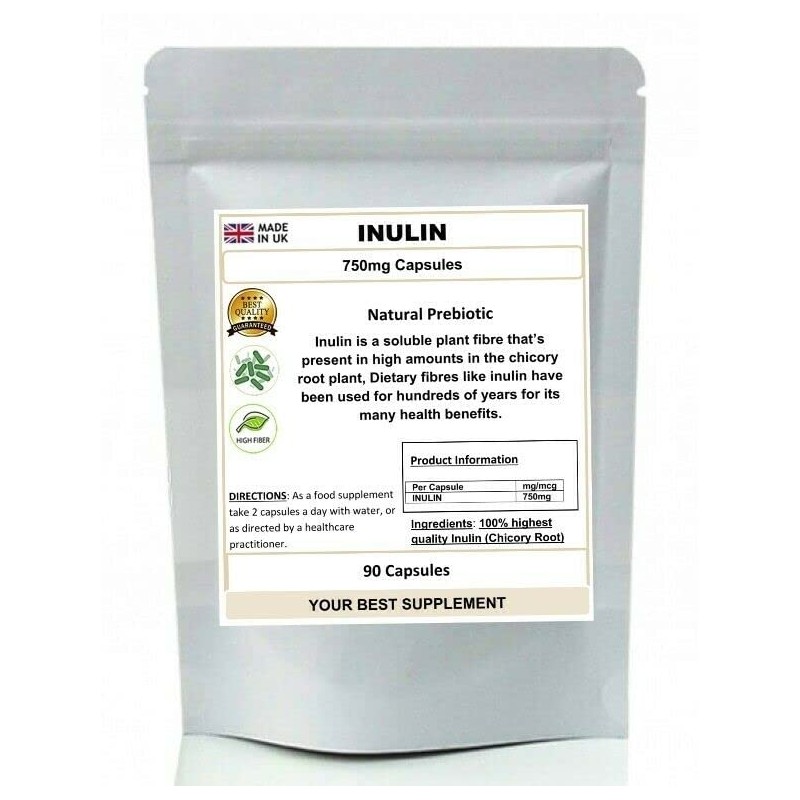 Inulin Capsules Natural Prebiotic Pure no additives (High Grade) 30
