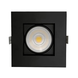 Perlglow 4 inch Gimbal Square Black Downlight Luminaire, High-Output, LED Recessed Light Fixtures Dimmable 20W=190W, 1750 Lumens, CRI 90+, Multi 120-277V, IC Rated, 5CCT 2700K|3000K|3500K|4100K|5000K