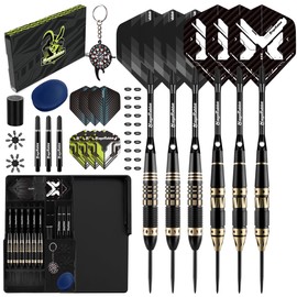 MageRabbit Metal Tip Dart Set 6pcs, Professional Steel Darts with 9 Dart Shafts, 12 Dart Flights, O-Rings and Dart Case (Aluminium)