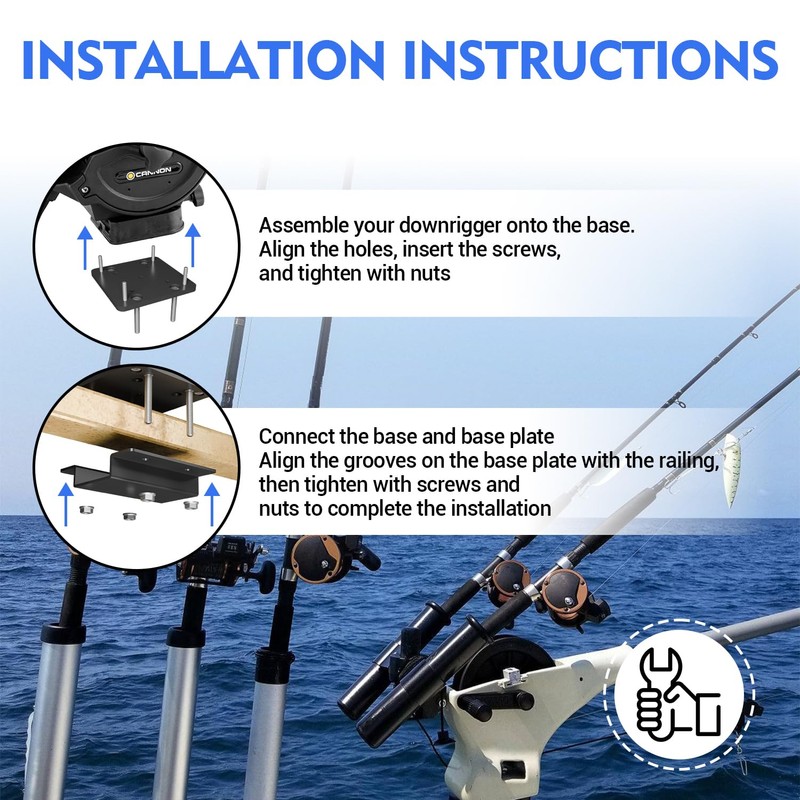 Heavy Duty Universal Square/Round Rail Downrigger Mount for Cannon(Black)