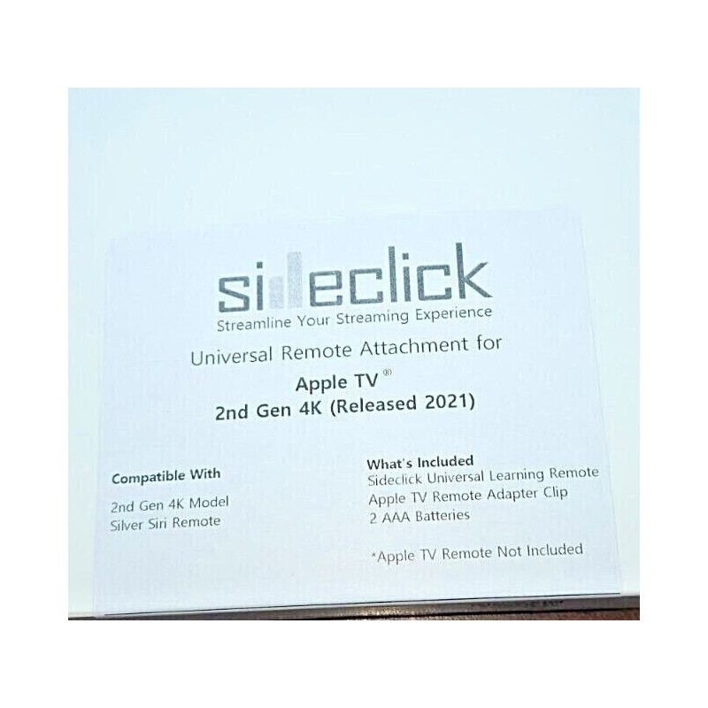SIDECLICK Remote Control Attachment for APPLE TV 2nd Gen 4K