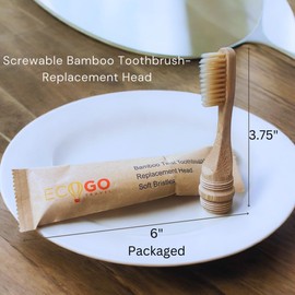 Replacement Head for EcoGoTravel Bamboo Screwable Toothbrush, BPA Free Soft Bristles