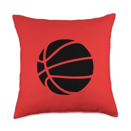 Basketball Gifts & Designs for Girls Black Red Minimalist Basketball Throw Pillow, 18x18, Multicolor