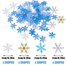 1200 Pieces Snowflake Confetti Christmas Decorative Confetti Snowflakes Decoration Sequins Table Confetti Decoration Table Decoration for Christmas Winter Decoration Wedding Birthday