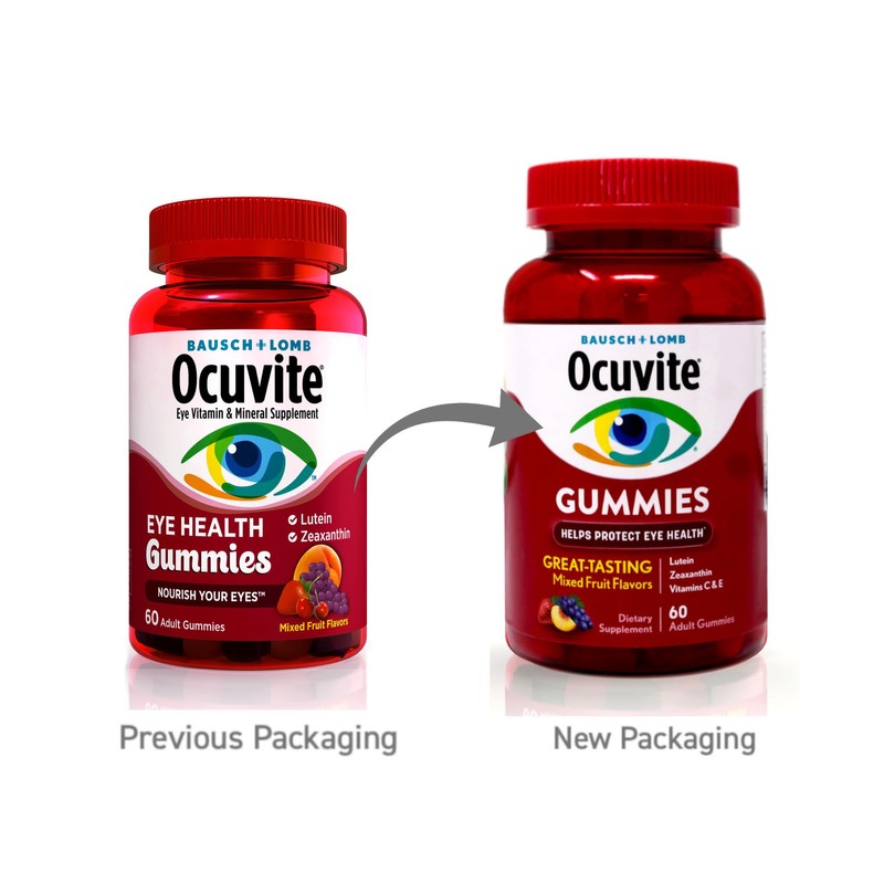 Ocuvite Eye Health Gummies, Mixed Fruit Flavors, 60 Count (Pack