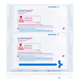 Octenisan Antimicrobial Wash Mitts 2 Pack - Total 16 Single-Use Octenisan Wash Mitts, Gentle & No-Rinse Formula - Ideal for Sensitive Skin, Fragrance-Free