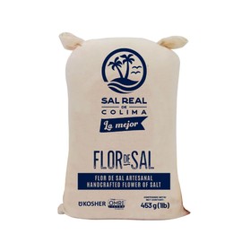 Flor de sal gourmet, artesanal y baja en sodio - Sal Real de Colima - costal manta1 lb (453 g)