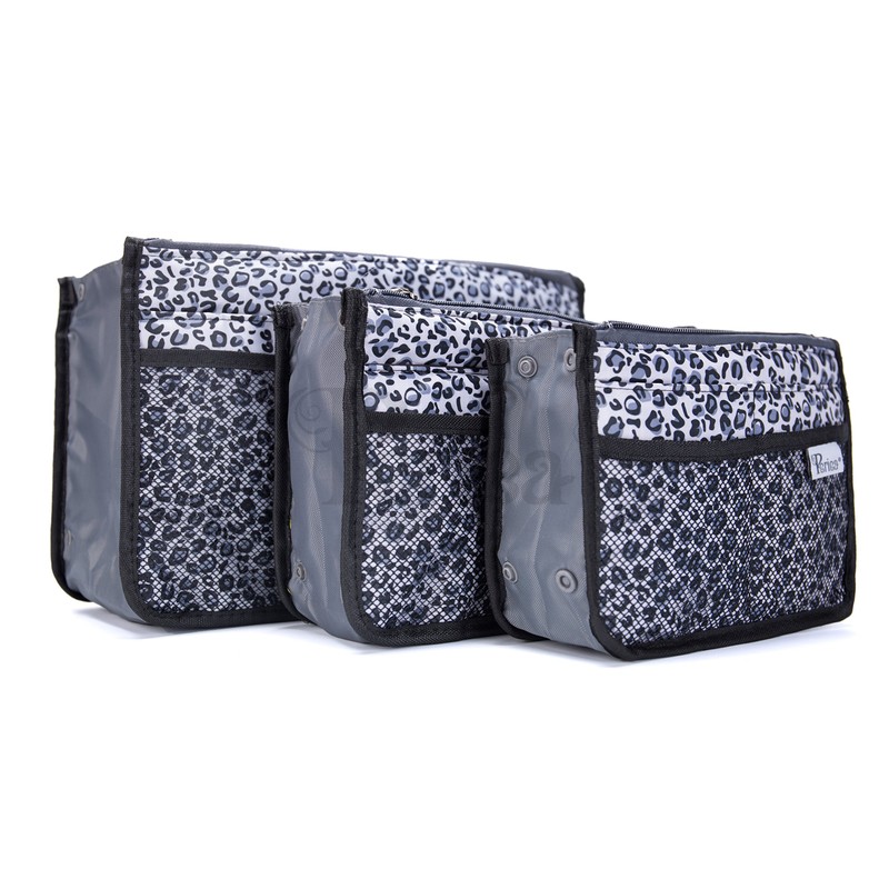 Periea Chelsy Handbag Organiser Insert (Silver Leopard, Medium)