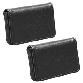 2 Pack Business Card Holder, Business Card Case PU Leather Multi Card Case, Business Card Holder Wallet Credit Card ID Case with Magnetic Shut - Black