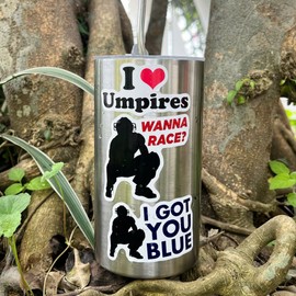 Pack of 4 I Love Umpires, I Got You Blue, Baseball Catcher, Softball Catcher Sticker for Catchers Helmet Durable and Waterproof Vinyl Sticker 2 Inches