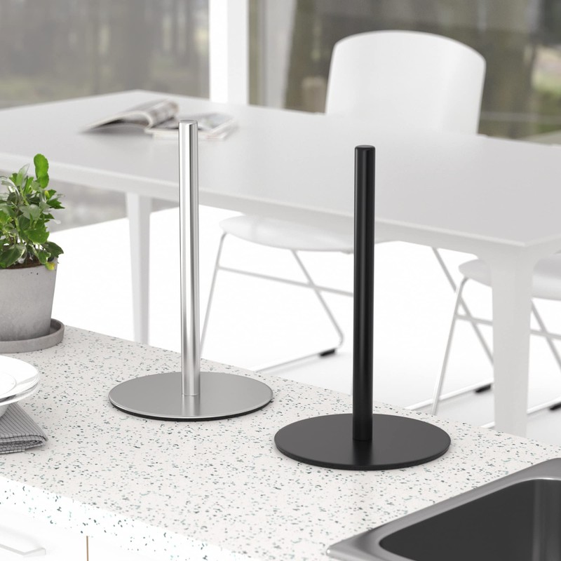 Silver Paper Towel Holder Countertop, Free-Standing Kitchen Roll Holder, Stainless