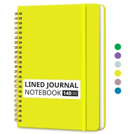 Lined Spiral Journal Notebook for Women & Men, 140 Pages, College Ruled Hardcover Notebook for Work & Note Taking, Journals for Writing, A5(6"x8") - Lemon Yellow