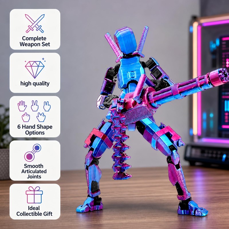 JaiZvt 1-Piece T13 Action Figure, 3D Printed Poseable Dummy 13
