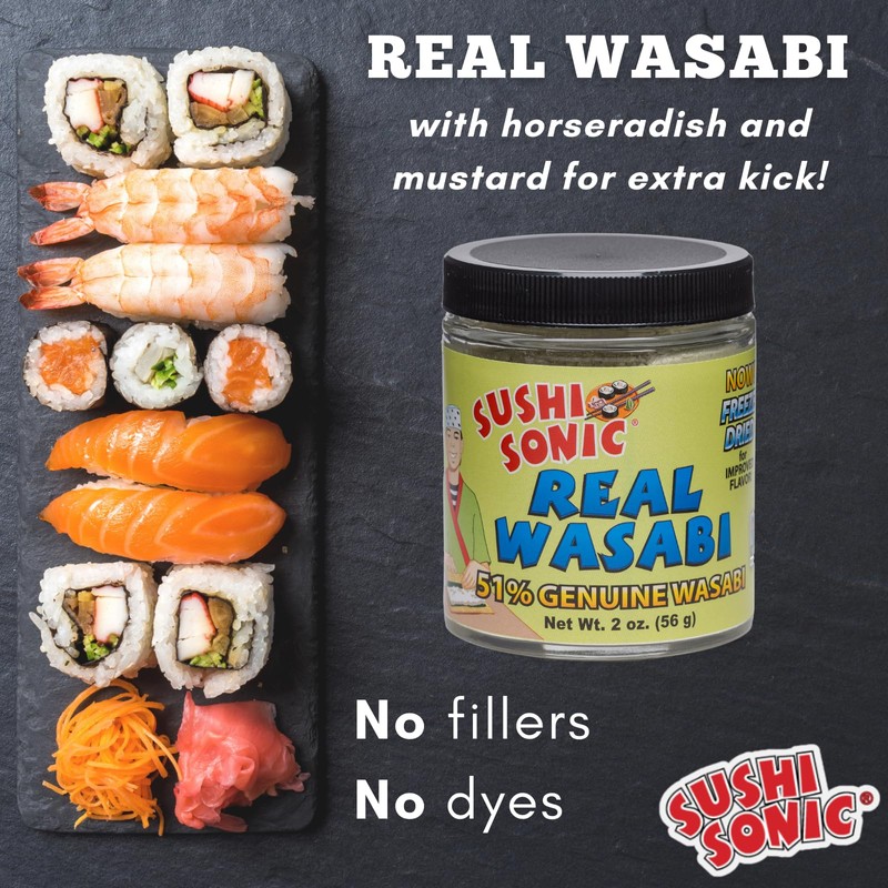 Sushi Sonic 51% Real Wasabi Powder, for Sushi, Sashimi, Snack