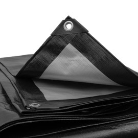waterproof/weatherproof tough premium 240gsm black/silver tarpaulins/builders tarps/camping garden cover ground sheet (1.5m x2m)