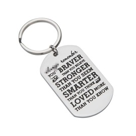 Inspirational Gifts for Women Him Her Encouragement Gifts for Girl Teens Girls Boys Women Men Engraved Keychain You are Braver Than You Believe Graduation Birthday Gift Christmas Stocking Stuffers